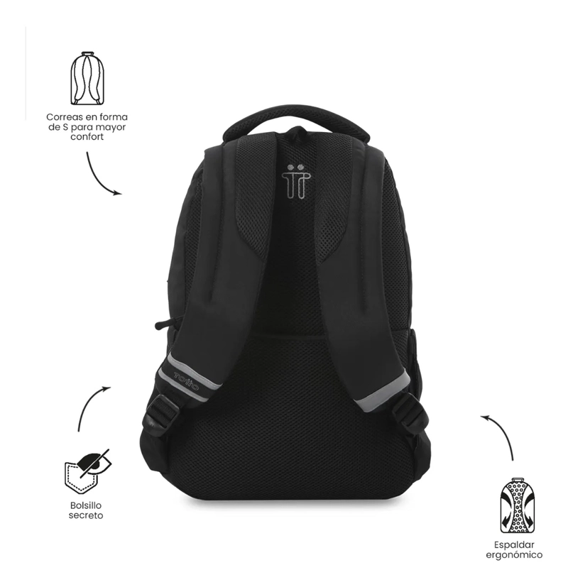 MOCHILA UNIVERSITARIO MISISIPI 2.0 PORTA PC 14  NEGRO - 4