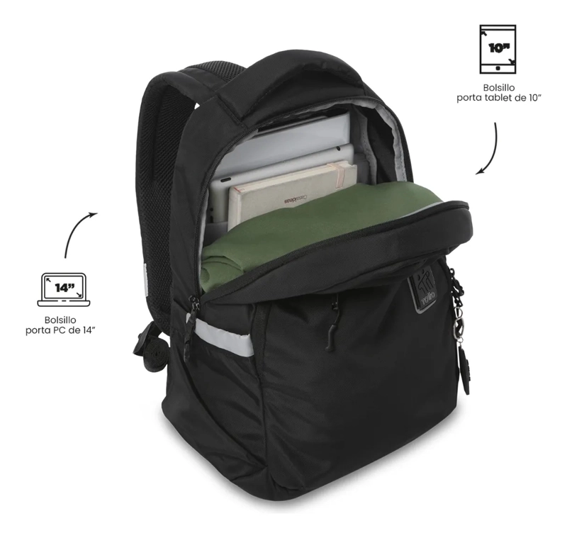 MOCHILA UNIVERSITARIO MISISIPI 2.0 PORTA PC 14  NEGRO - 5