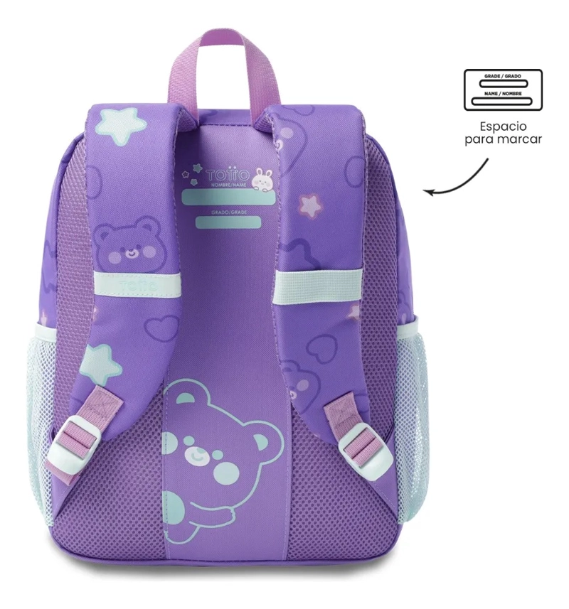 MOCHILA ESCOLAR TOTTO PARA NIÑA FRIENDS PARTY PEQUEÑO MORADO - 4