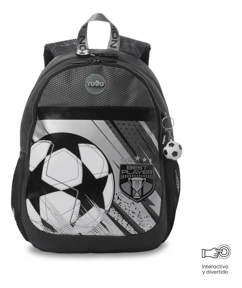MOCHILA ESCOLAR TOTTO PARA NIÑO CHAMPION MEDIANO  GRIS - 1