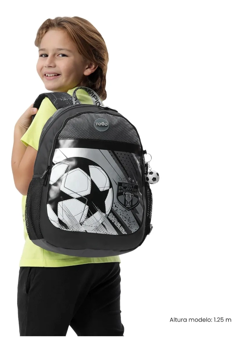 MOCHILA ESCOLAR TOTTO PARA NIÑO CHAMPION MEDIANO  GRIS - 2
