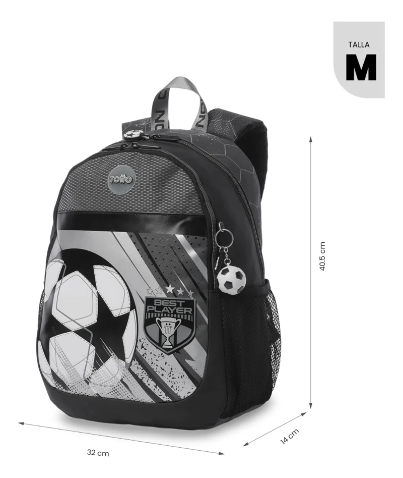 MOCHILA ESCOLAR TOTTO PARA NIÑO CHAMPION MEDIANO  GRIS - 3