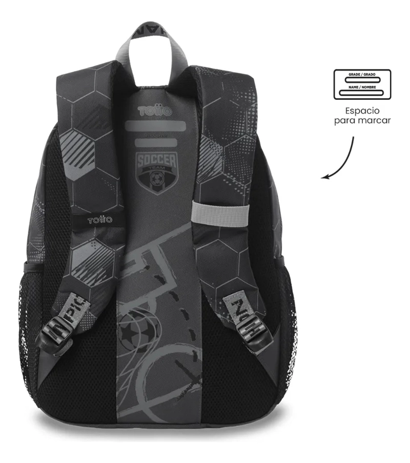 MOCHILA ESCOLAR TOTTO PARA NIÑO CHAMPION MEDIANO  GRIS - 4