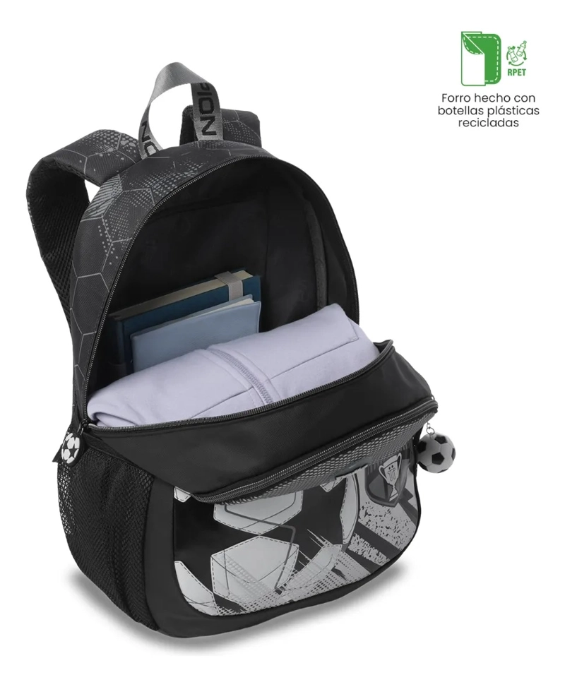 MOCHILA ESCOLAR TOTTO PARA NIÑO CHAMPION MEDIANO  GRIS - 5