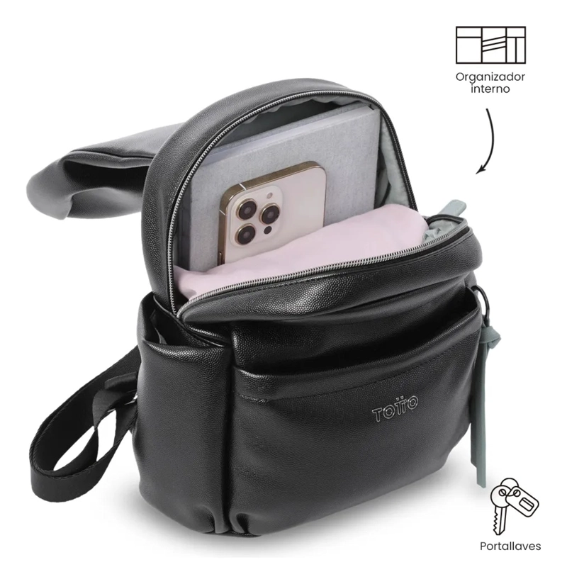 BOLSO PEQUEÑO PARA MUJER SOUL TIPO MOCHILA NEGRO/VERDE - 5