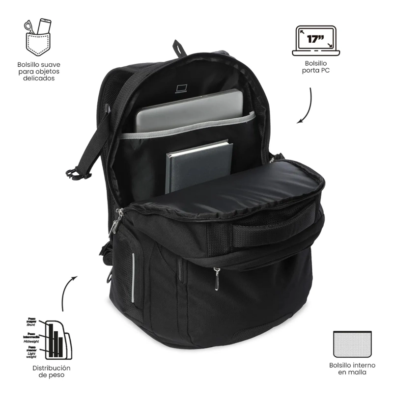 MOCHILA EJECUTIVO PORTA PC 17  NOVIXAN NEGRO HOMBRE - 5