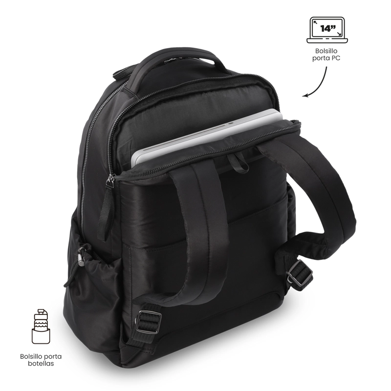 MOCHILA UNIVERSITARIO ESTAMBUL PORTA PC 14' NEGRO MUJER - 4
