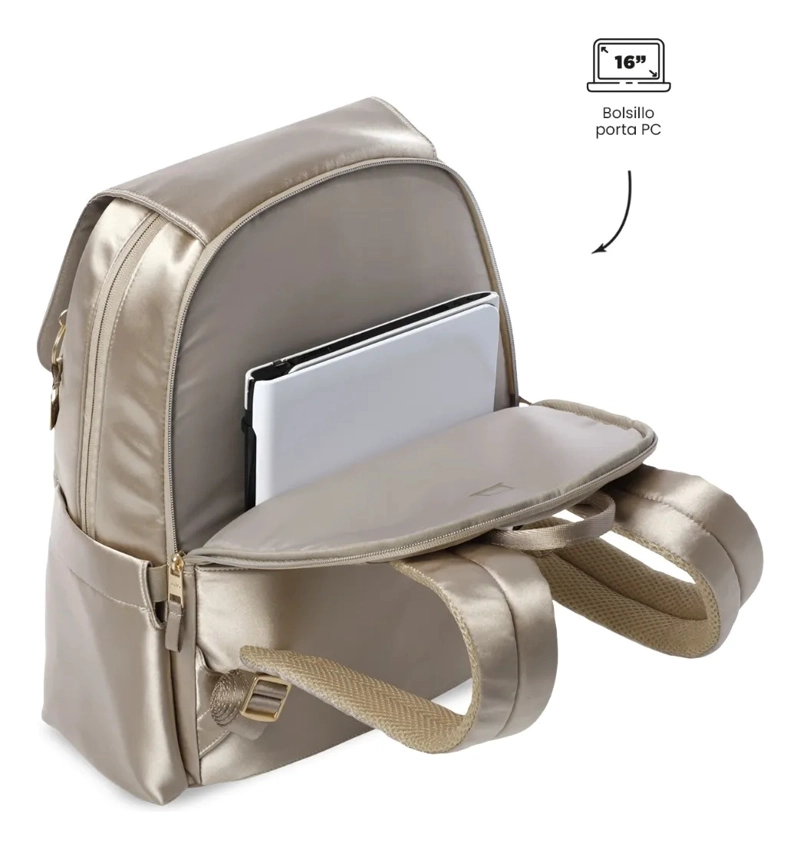MOCHILA EJECUTIVO PORTA PC 16  BEL 2.0 BEIGE MUJER - 5