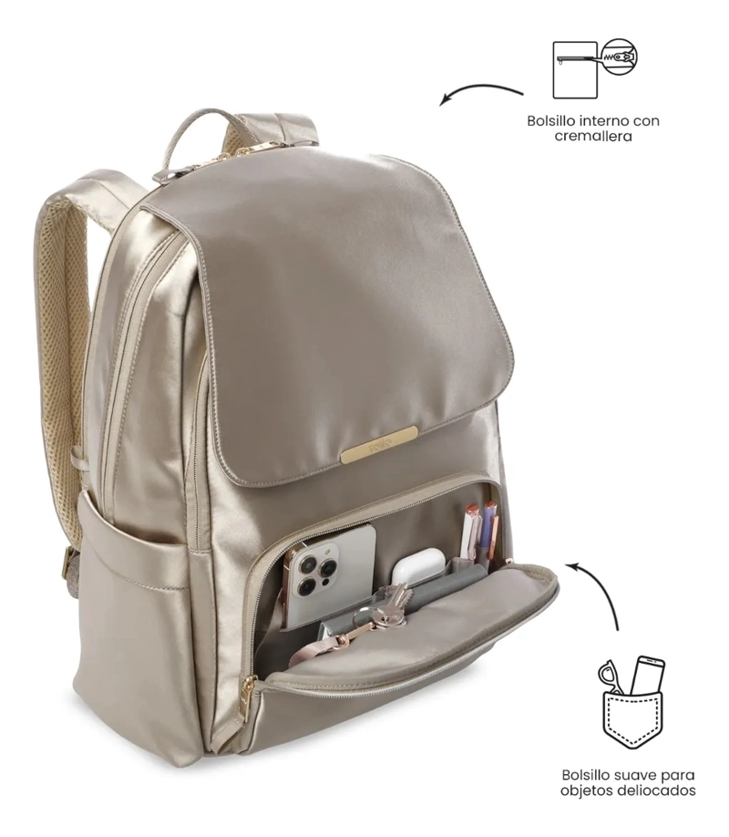 MOCHILA EJECUTIVO PORTA PC 16  BEL 2.0 BEIGE MUJER - 6