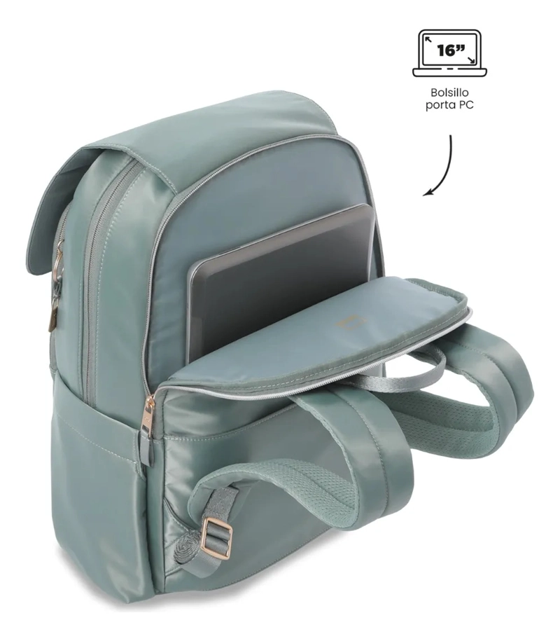 MOCHILA EJECUTIVO PORTA PC 16  BEL 2.0 VERDE MUJER - 5