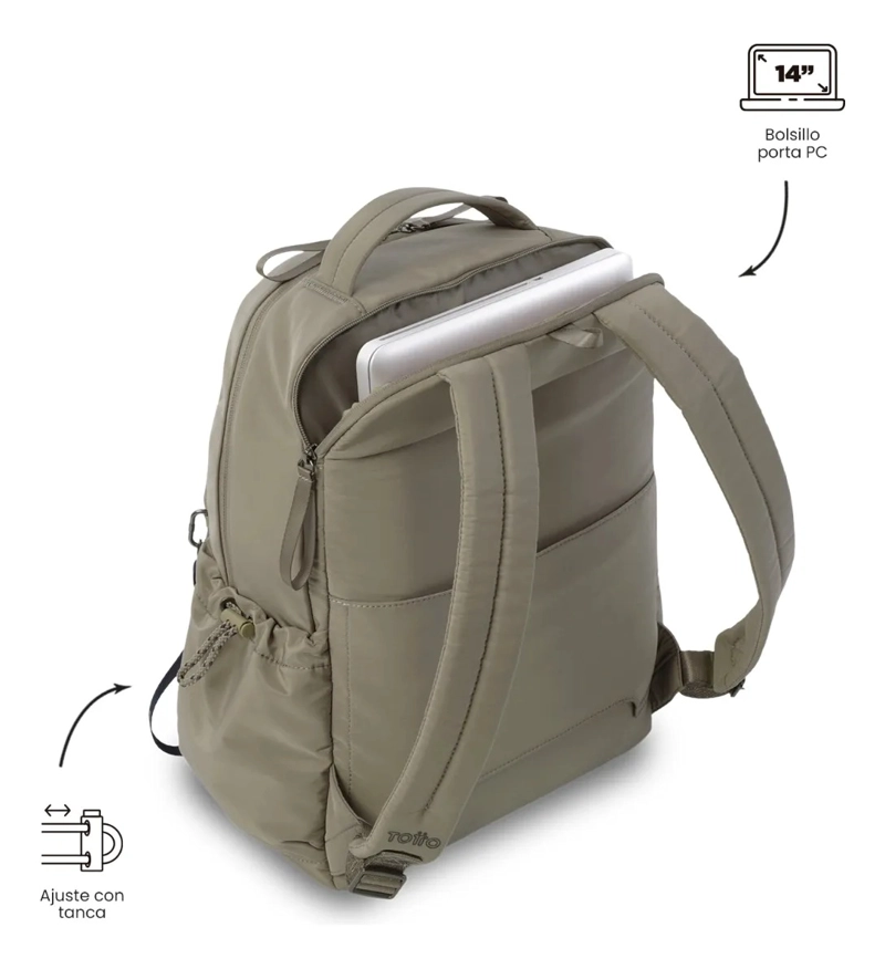 MOCHILA UNIVERSITARIO PRAGA PORTA PC 14  CAFE  MUJER - 5