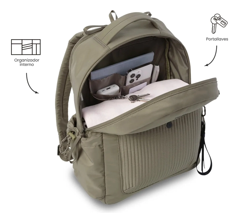 MOCHILA UNIVERSITARIO PRAGA PORTA PC 14  CAFE  MUJER - 6