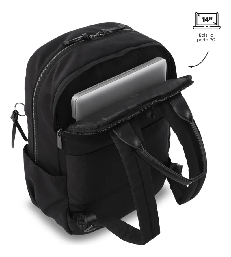MOCHILA EJECUTIVO PORTA PC 14  TOSCANA NEGRO MUJER - 5