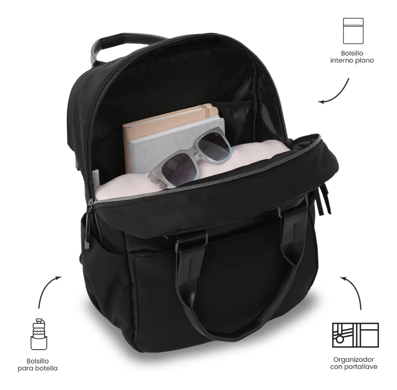 MOCHILA EJECUTIVO PORTA PC 14  TOSCANA NEGRO MUJER - 6