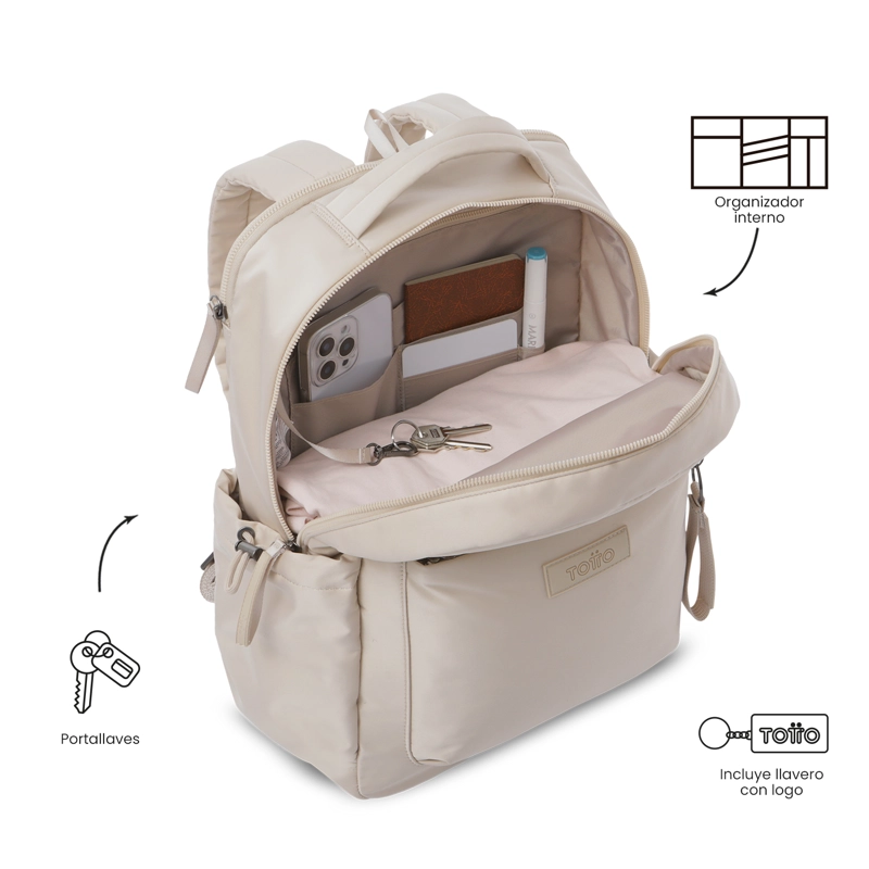 MOCHILA UNIVERSITARIO ESTAMBUL PORTA PC 14' BEIGE MUJER - 5