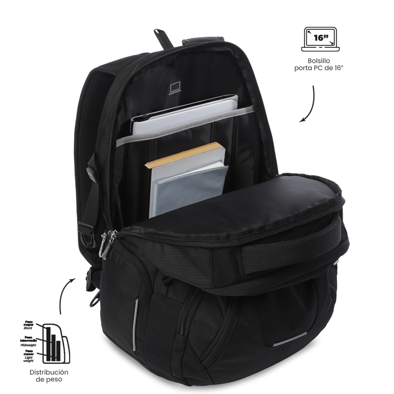MOCHILA EJECUTIVO PORTA PC 16' POLIXAN 3.0 NEGRO HOMBRE - 4