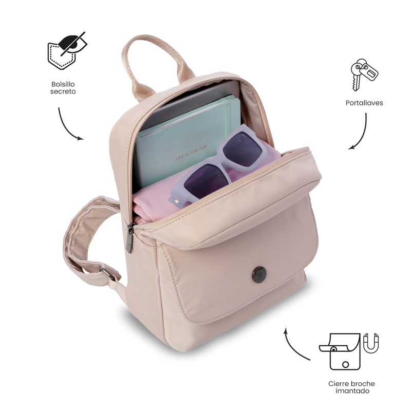 MOCHILA PARA MUJER CORNEANA  BEIGE - 4