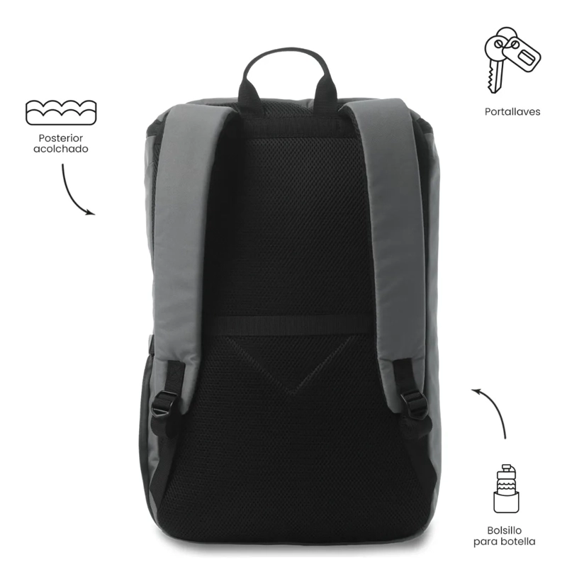 MOCHILA EJECUTIVO PORTA PC 15  RAP GRIS HOMBRE - 4