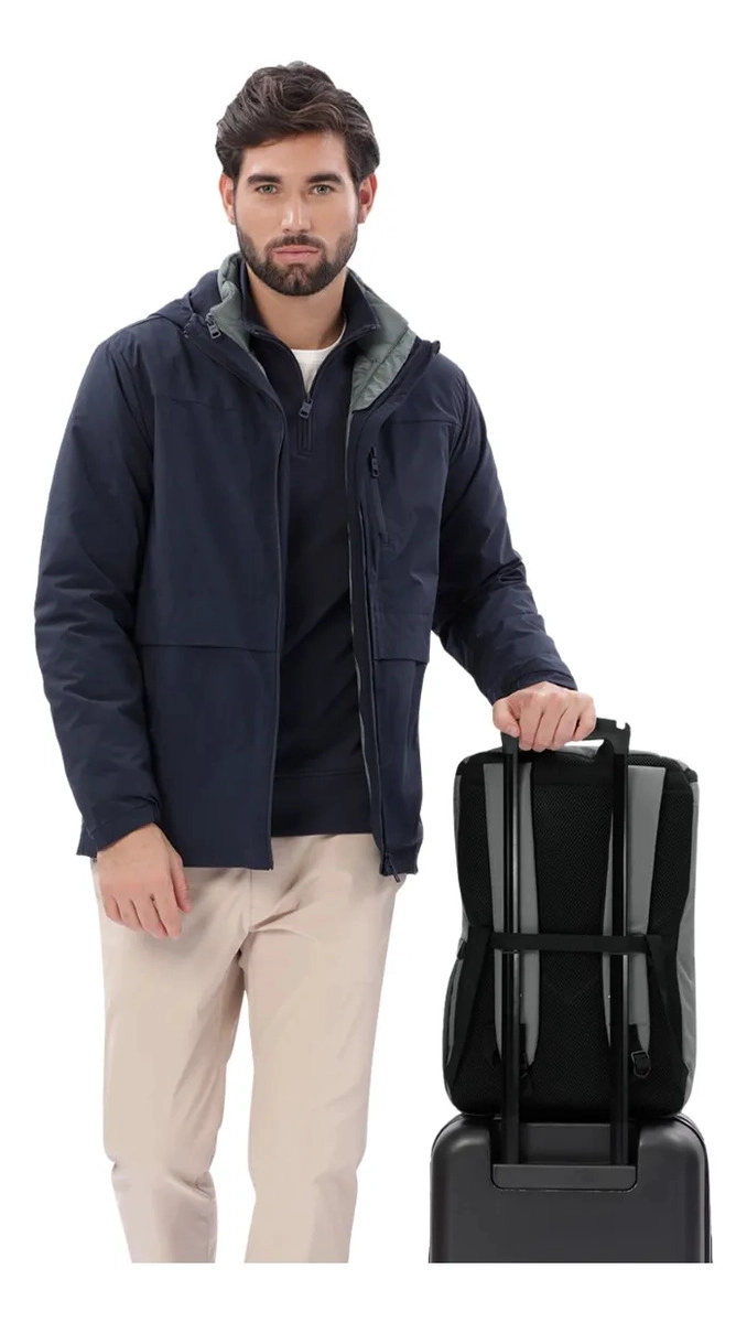 MOCHILA EJECUTIVO PORTA PC 15  RAP GRIS HOMBRE - 6