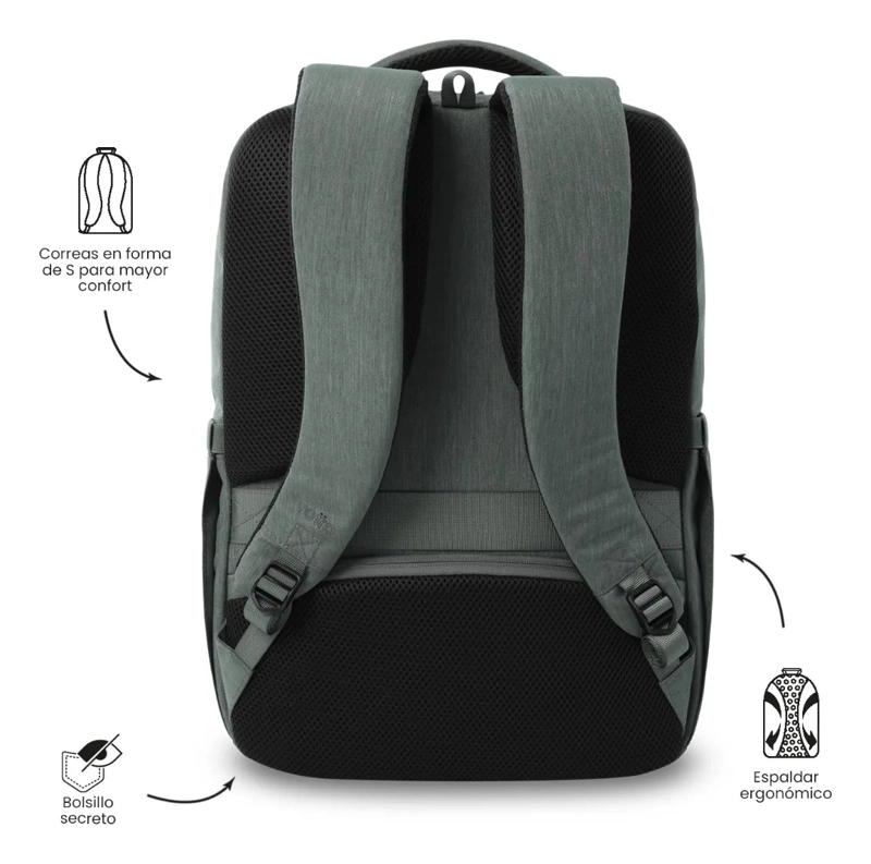 MOCHILA EJECUTIVO PORTA PC 16  DALLAS VERDE HOMBRE - 4