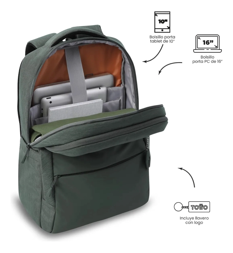 MOCHILA EJECUTIVO PORTA PC 16  DALLAS VERDE HOMBRE - 5