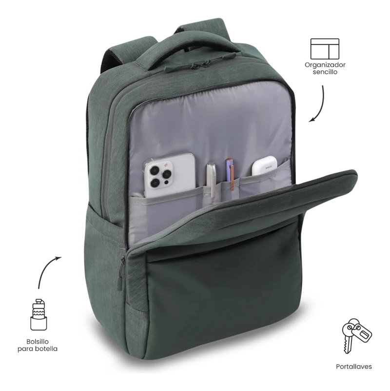MOCHILA EJECUTIVO PORTA PC 16  DALLAS VERDE HOMBRE - 6