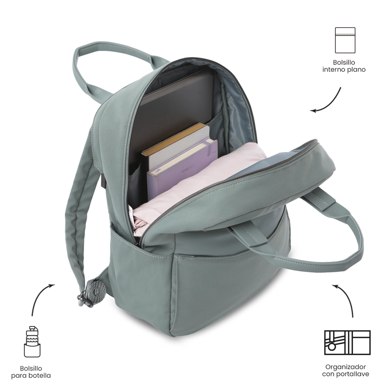 MOCHILA EJECUTIVO PORTA PC 14' TOSCANA VERDE MUJER - 5