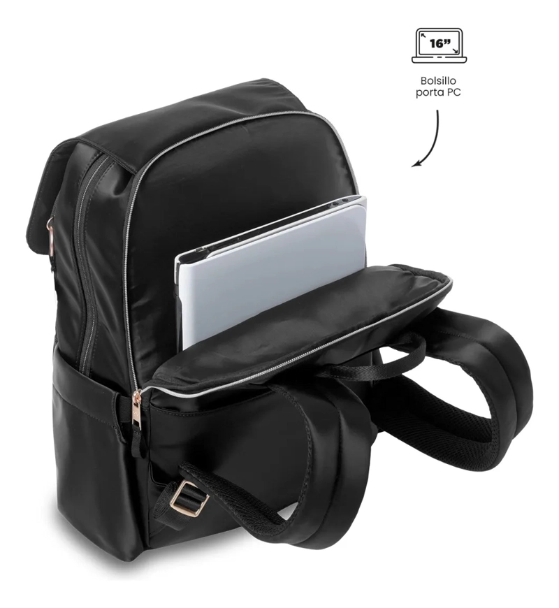 MOCHILA EJECUTIVO PORTA PC 16  BEL 2.0 NEGRO MUJER - 5