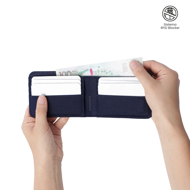 BILLETERA HOMBRE WOOD PEQUEÑA CON RFID BLOCKER AZUL - 2