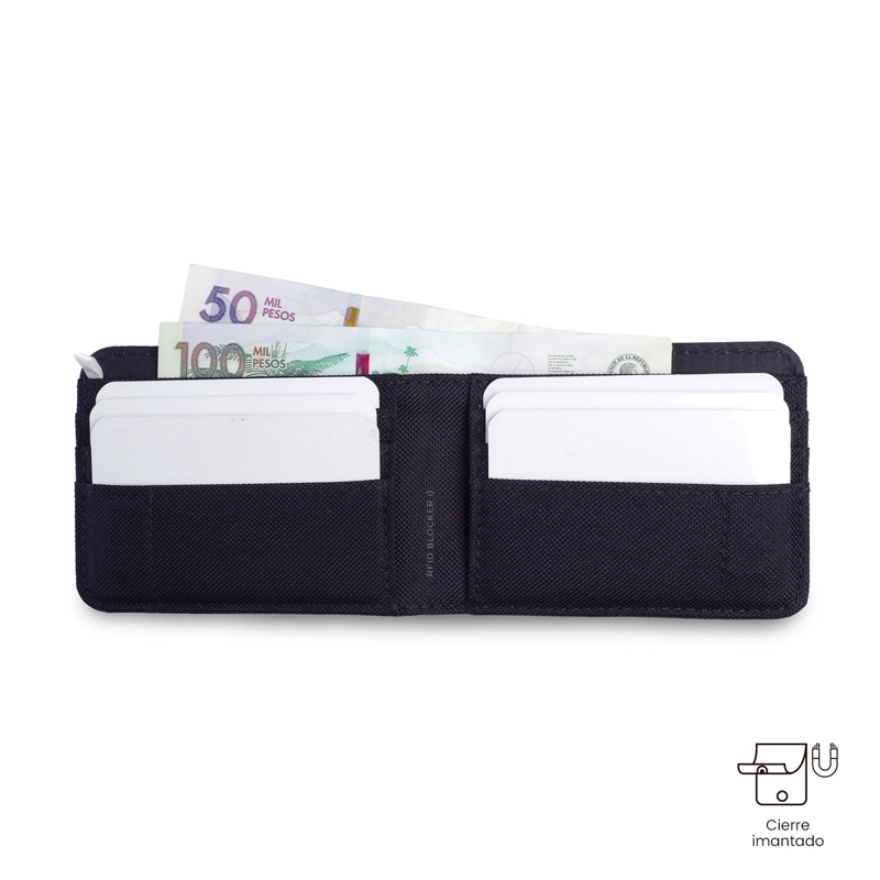 BILLETERA HOMBRE WOOD PEQUEÑA CON RFID BLOCKER AZUL - 3