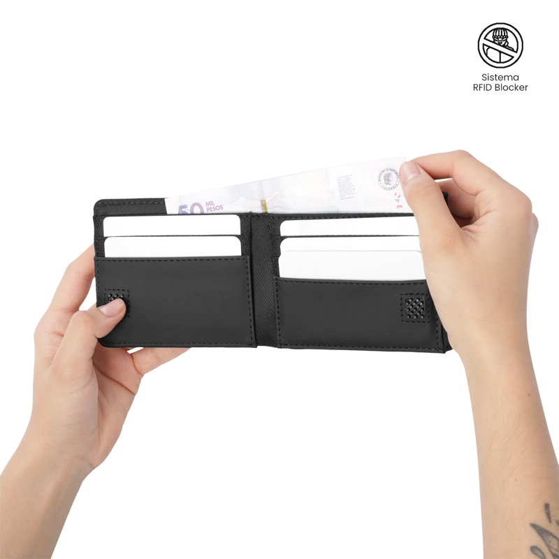BILLETERA HOMBRE NEXUS GRANDE CON RFID BLOCKER NEGRA - 2