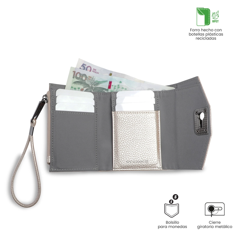 BILLETERA MUJER SMOOTH PEQUEÑA CON RFID BLOCKER BEIGE - 3