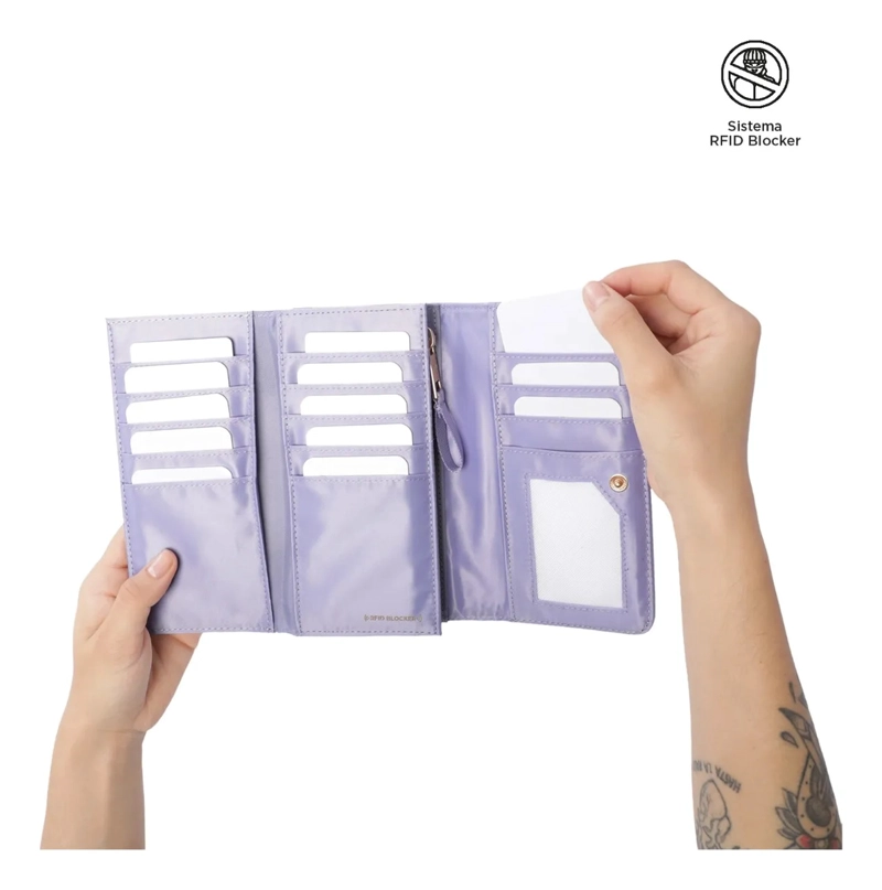 BILLETERA MUJER BEL GRANDE CON RFID BLOCKER MORADA - 3