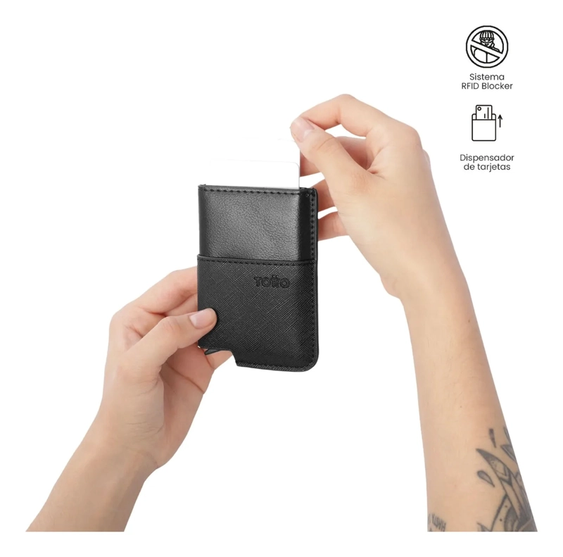 PORTADOCUMENTOS INTELIGENTE SAFFIANO CON RFID BLOCKER NEGRO - 3