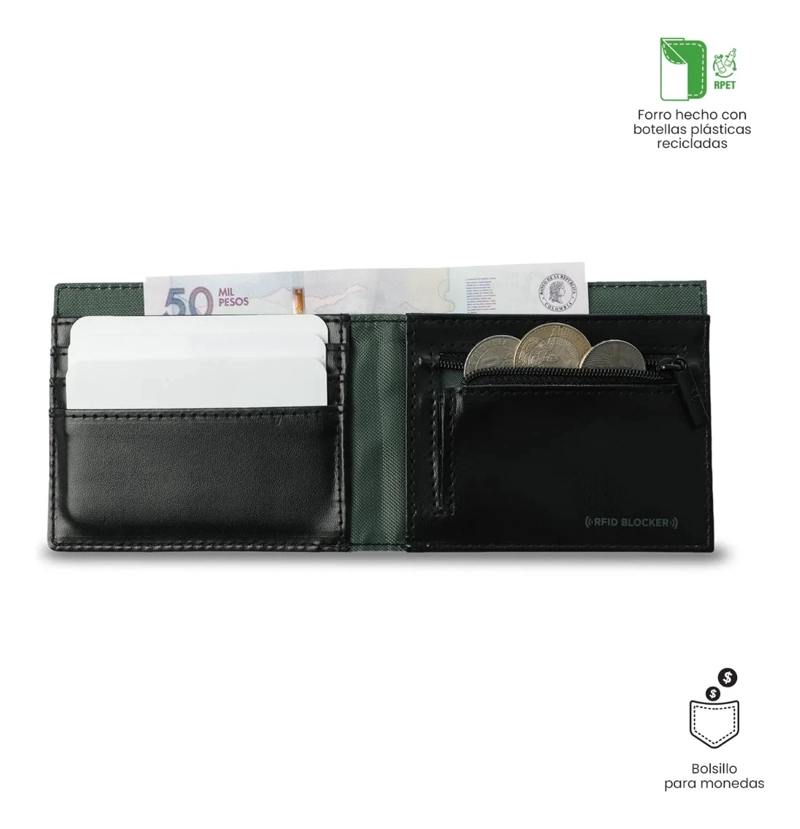 BILLETERA HOMBRE HALVO CON RFID BLOCKER VERDE - 4