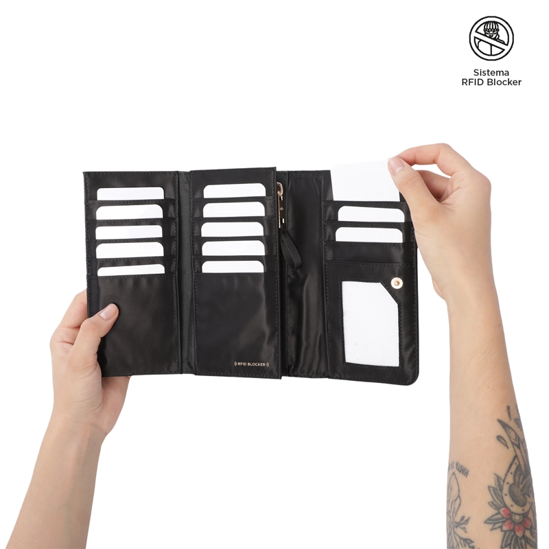BILLETERA MUJER BEL GRANDE CON RFID BLOCKER NEGRA - 2