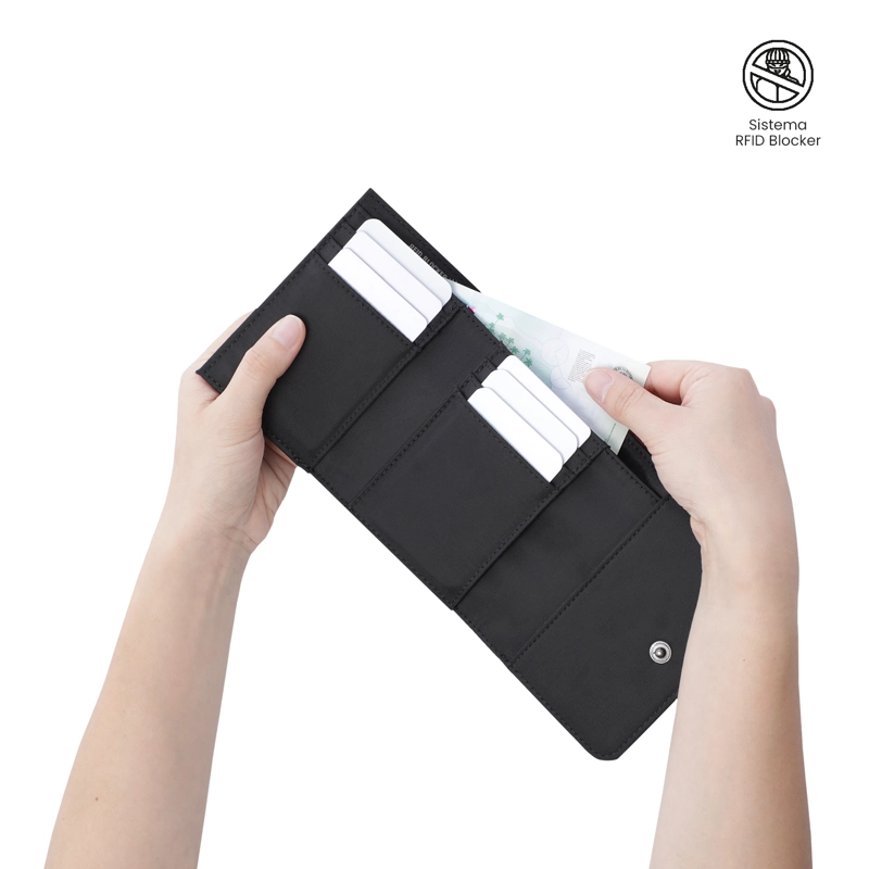 BILLETERA MUJER ROXANNE MEDIANA CON RFID BLOCKER NEGRA - 2