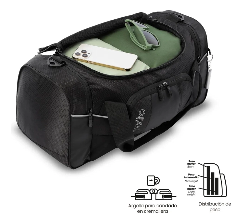 BOLSO DE VIAJE TECK 3.0 PEQUEÑA COLOR NEGRA - 4