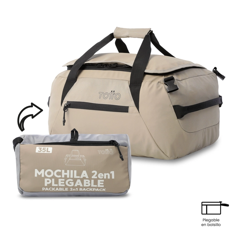 BOLSO DE VIAJE 2 EN 1 REVER 35 MEDIANA COLOR CAFE - 6