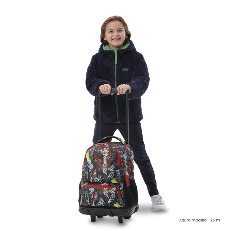 MOCHILA PARA NIÑO CON RUEDAS SKL GRANDE ROJO - 2