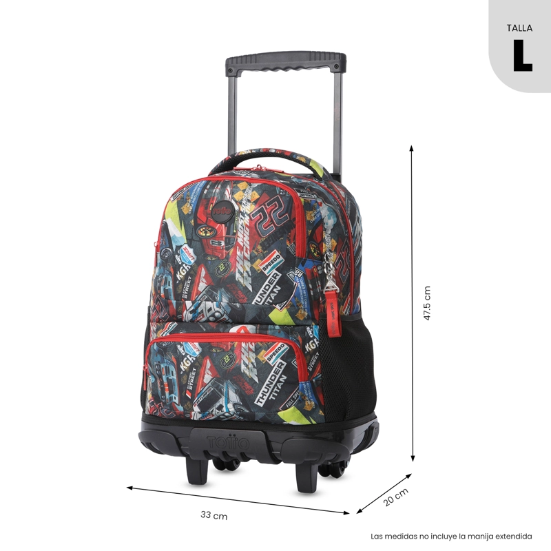 MOCHILA PARA NIÑO CON RUEDAS SKL GRANDE ROJO - 3