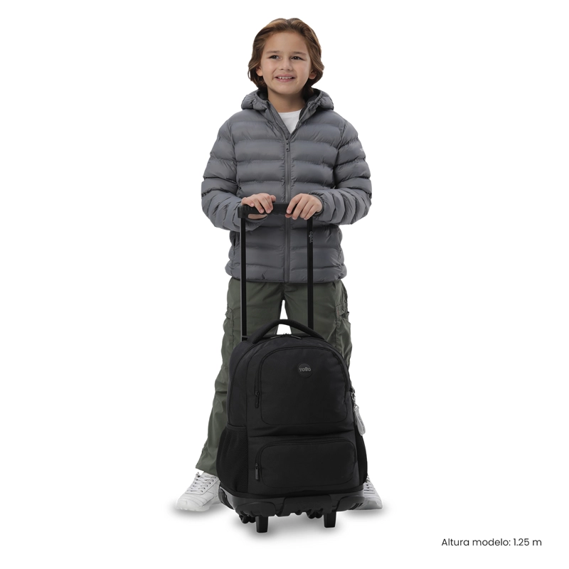 MOCHILA PARA NIÑO CON RUEDAS SKL GRANDE NEGRO - 2