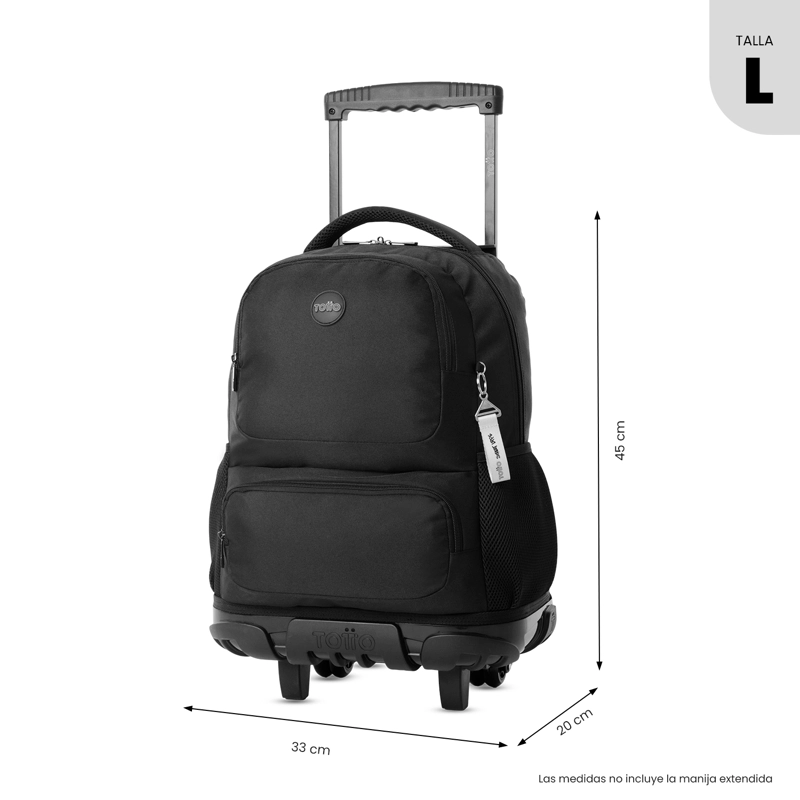MOCHILA PARA NIÑO CON RUEDAS SKL GRANDE NEGRO - 3