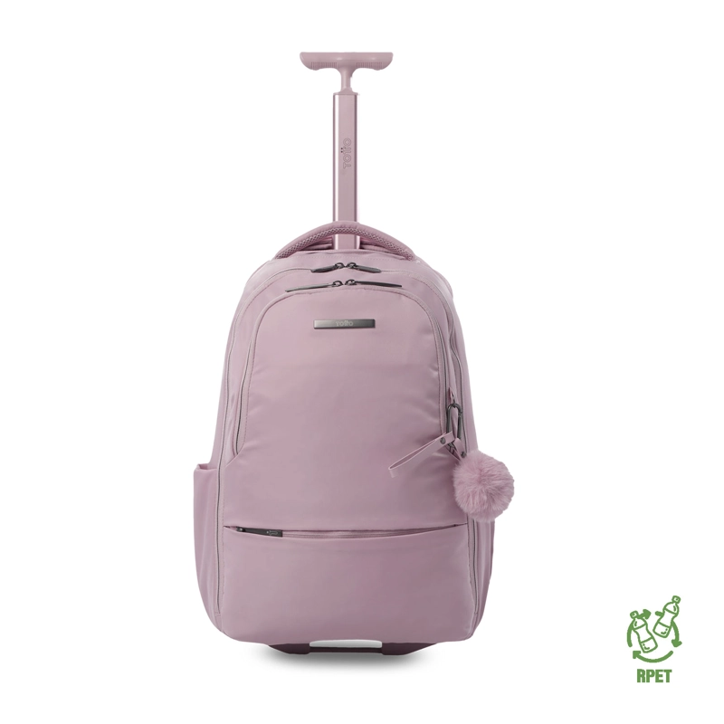 MOCHILA CON RUEDAS PARA VIAJE TROLLEY MEDIANO ROSADO - 1