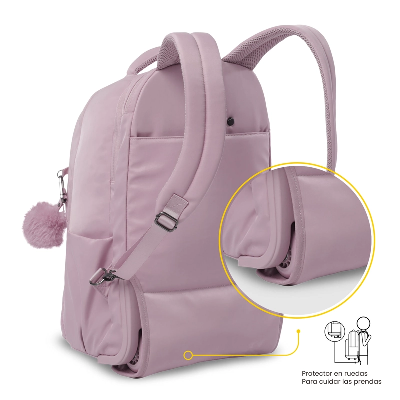 MOCHILA CON RUEDAS PARA VIAJE TROLLEY MEDIANO ROSADO - 7
