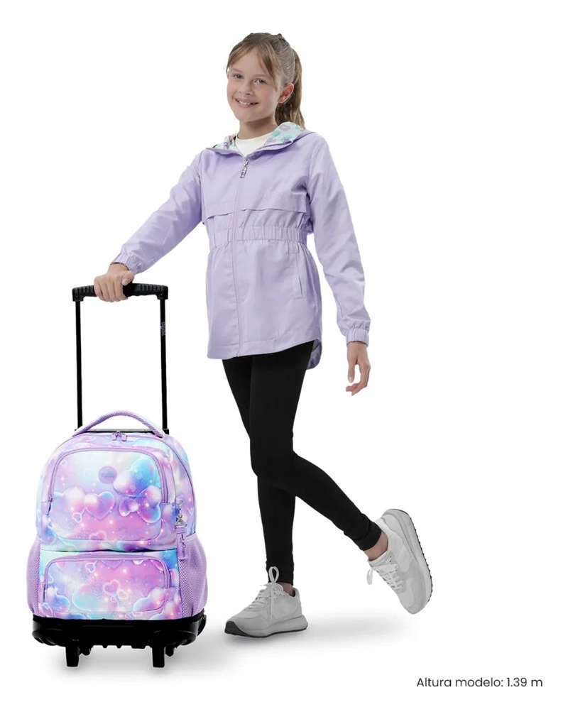 MOCHILA PARA NIÑA CON RUEDAS SKL GRANDE MORADO - 2