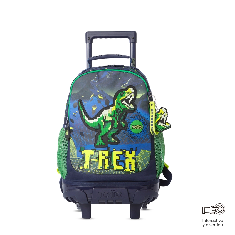 MOCHILA PARA NIÑO CON RUEDAS DIGISAURIO MEDIANO AZUL - 1