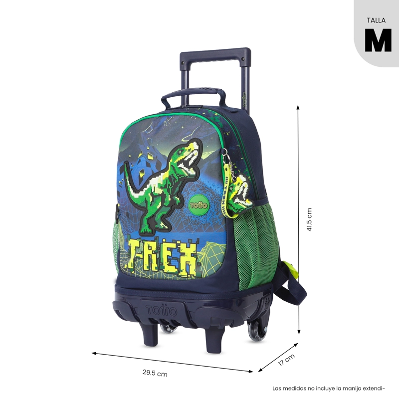 MOCHILA PARA NIÑO CON RUEDAS DIGISAURIO MEDIANO AZUL - 2