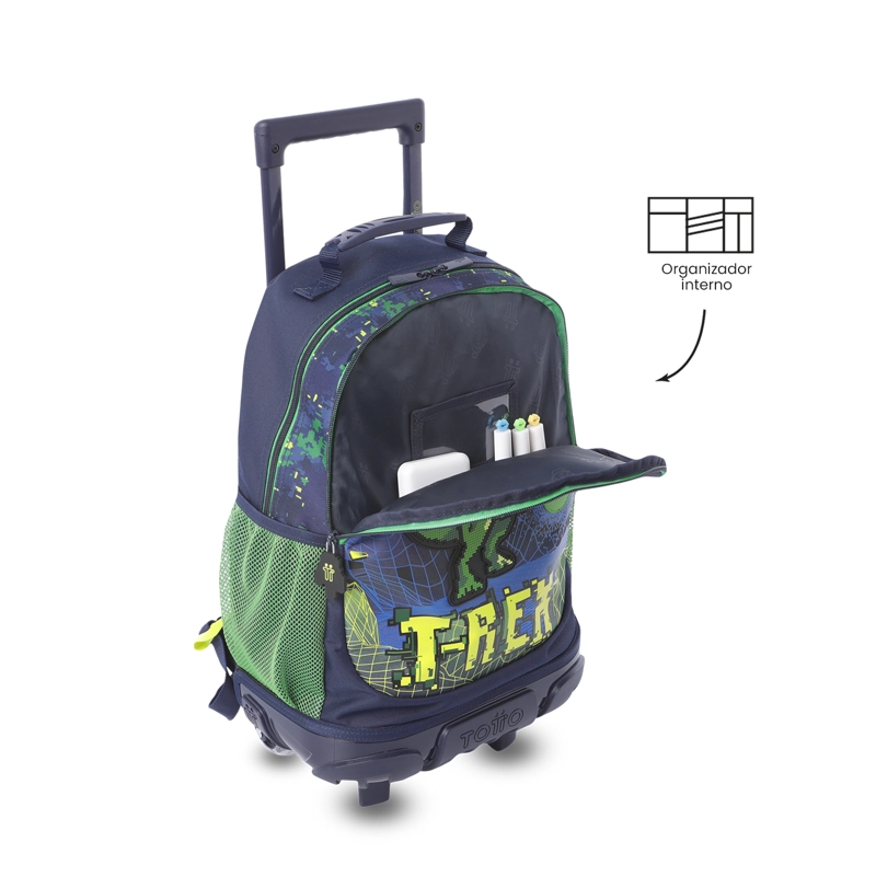 MOCHILA PARA NIÑO CON RUEDAS DIGISAURIO MEDIANO AZUL - 5
