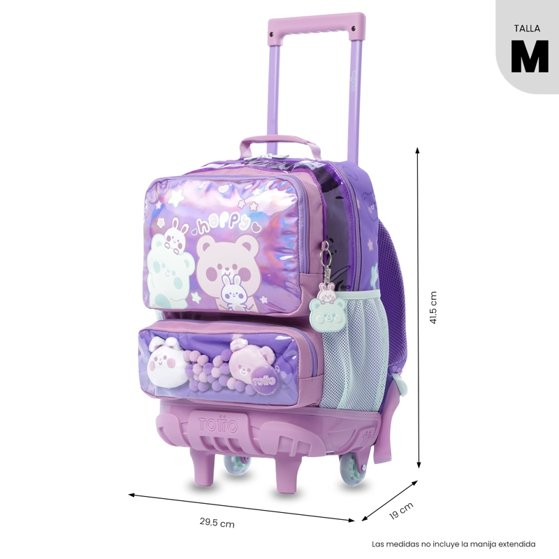 MOCHILA PARA NIÑA CON RUEDAS FRIENDS PARTY MEDIANO MORADO - 2